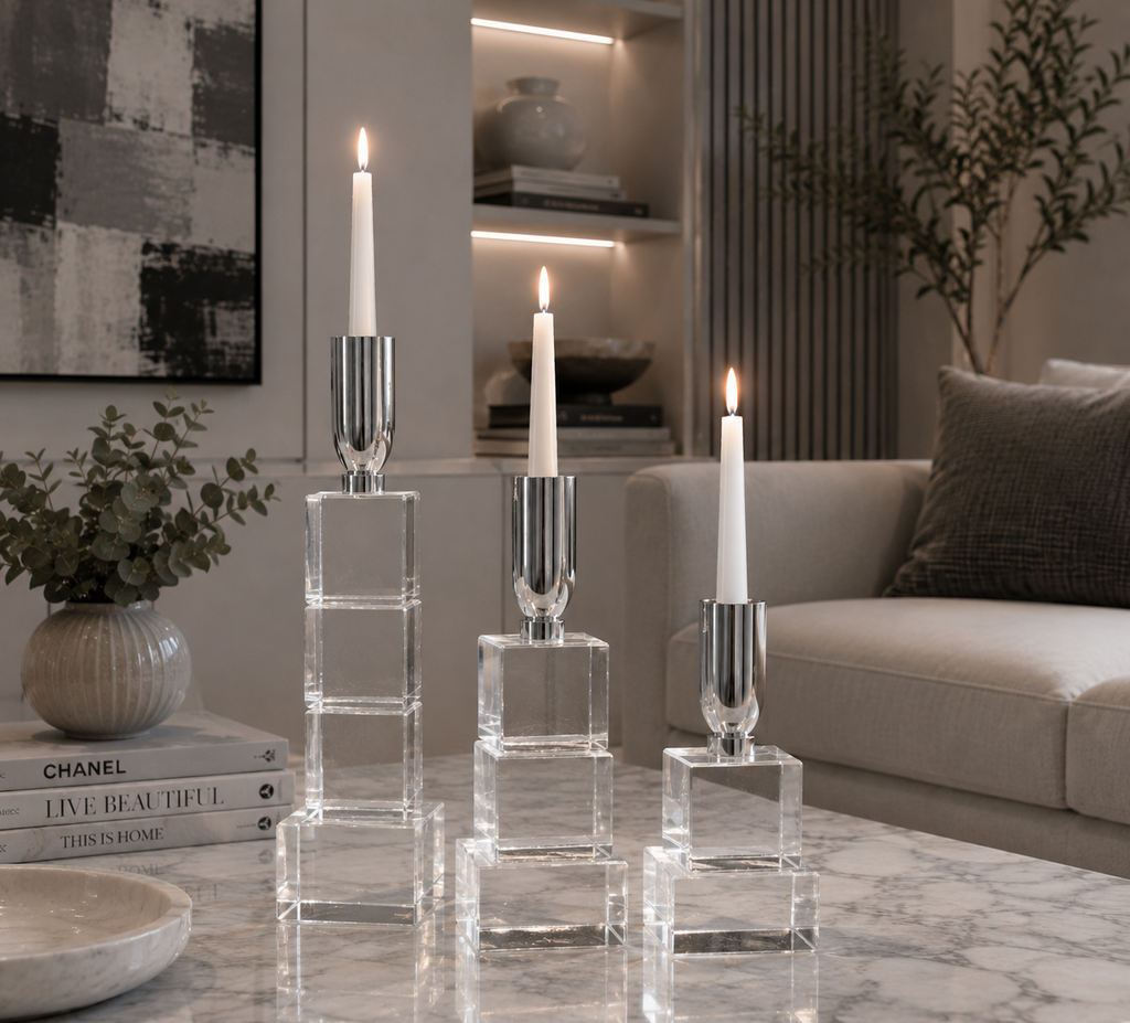 Candelabros Cuadrados En Cristal