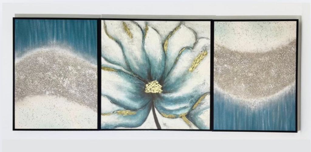 Juego De Cuadros En Oleo X3 De Flor